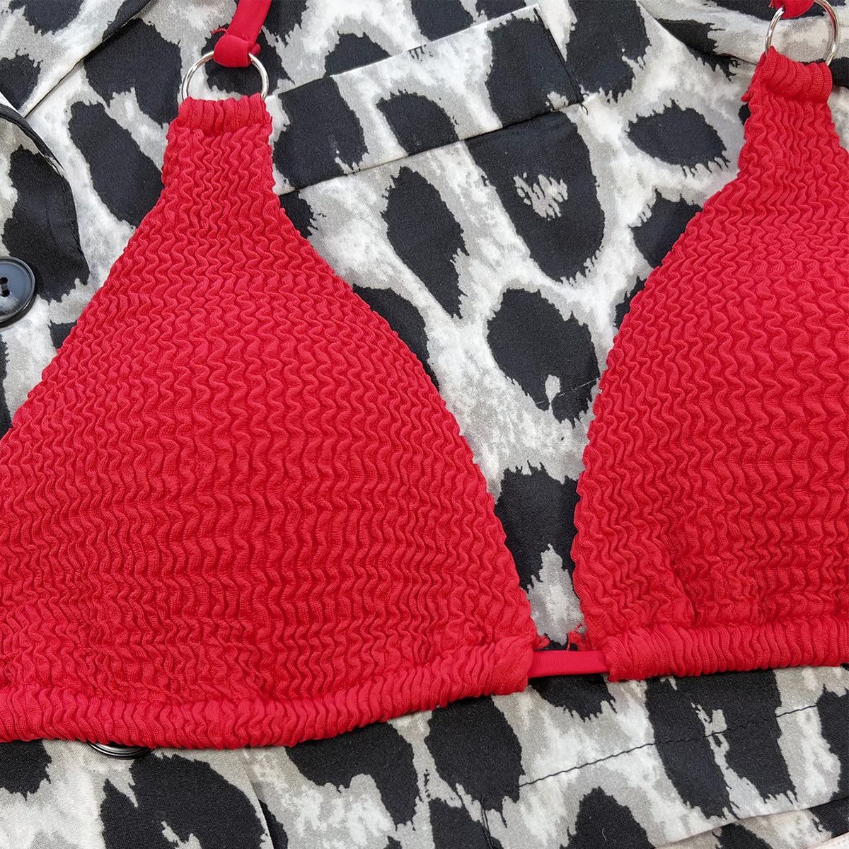 Solid Color Sexy Strappy Two-Piece Swimsuit