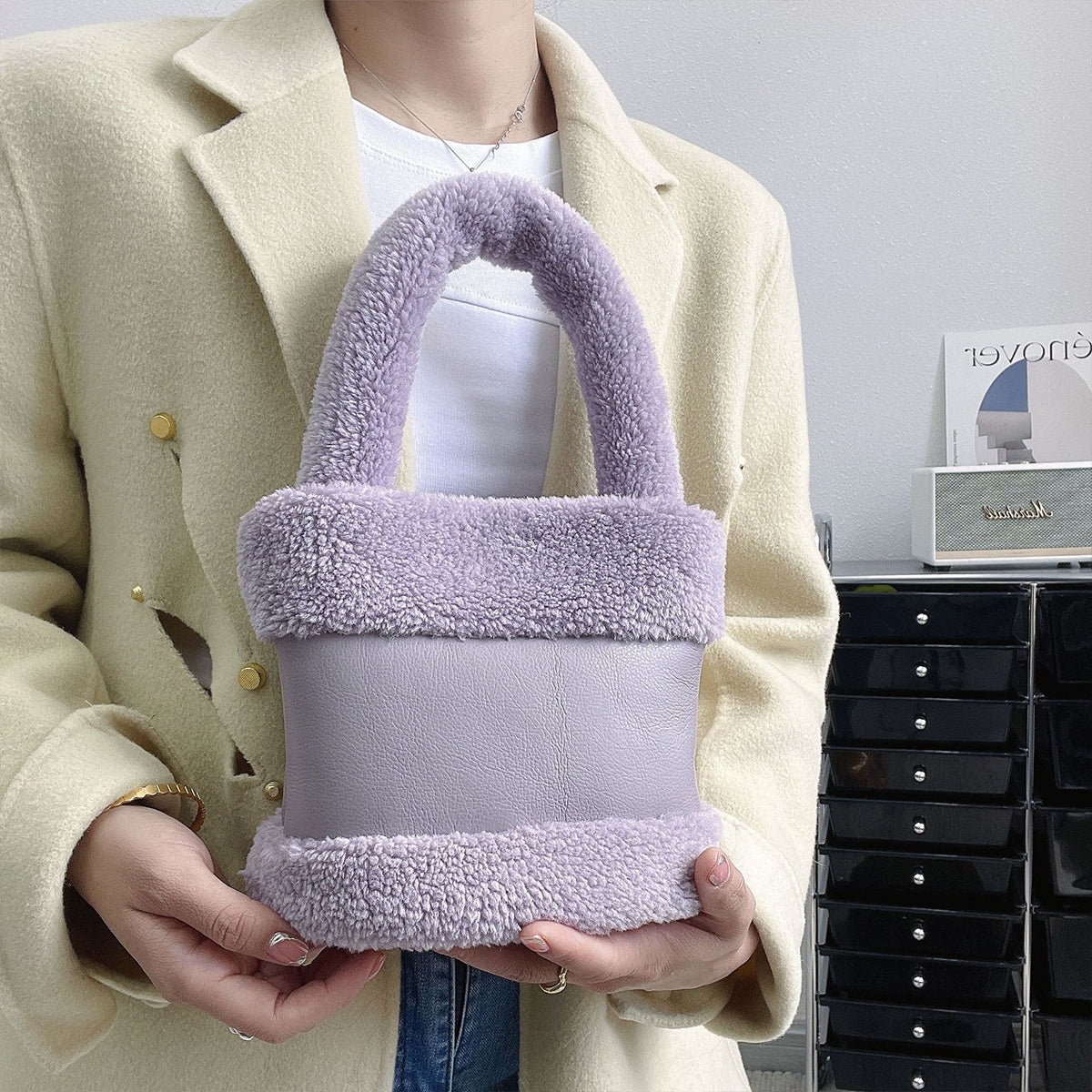 Furry Women Bag Leather Fur Fashionable Plush Bag Handbag