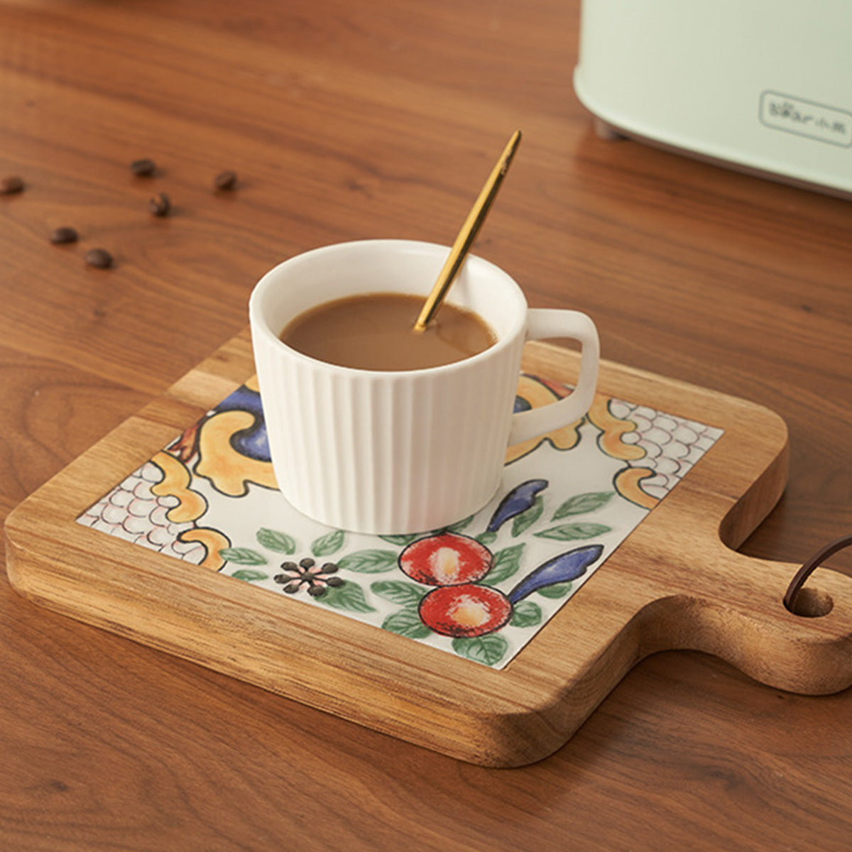 Solid Wood Retro Tile Placemat, Teat Insulation Placemat