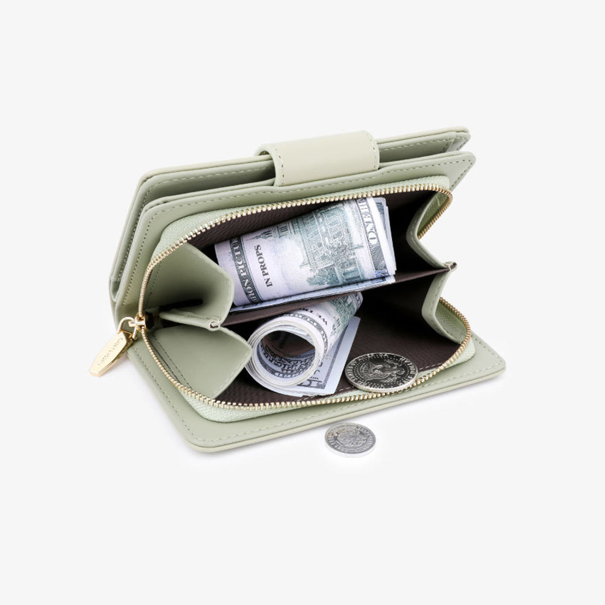 Multifunctional Solid Color PU Ladies Wallet