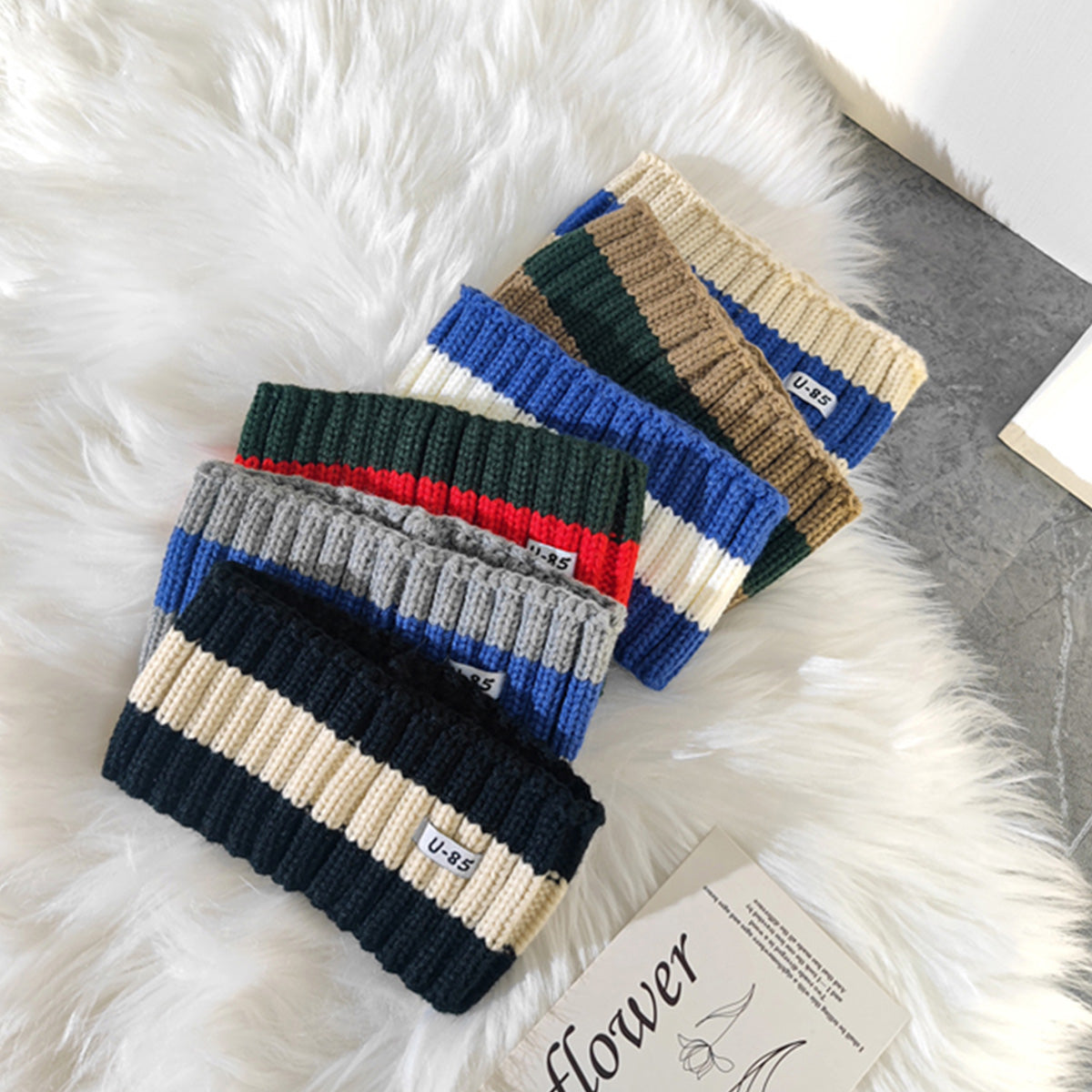 Wide-Brimmed Headband Striped Headband Knitted Headband