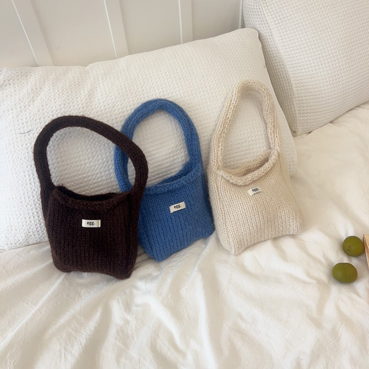 Autumn Winter Wool Knitted Solid Color Handbag