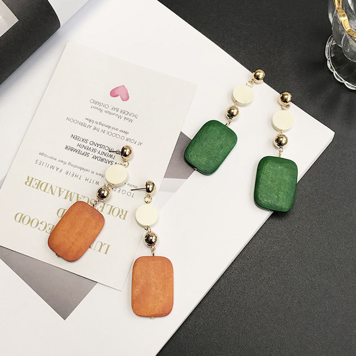 Ladies Retro Long Wooden Earrings