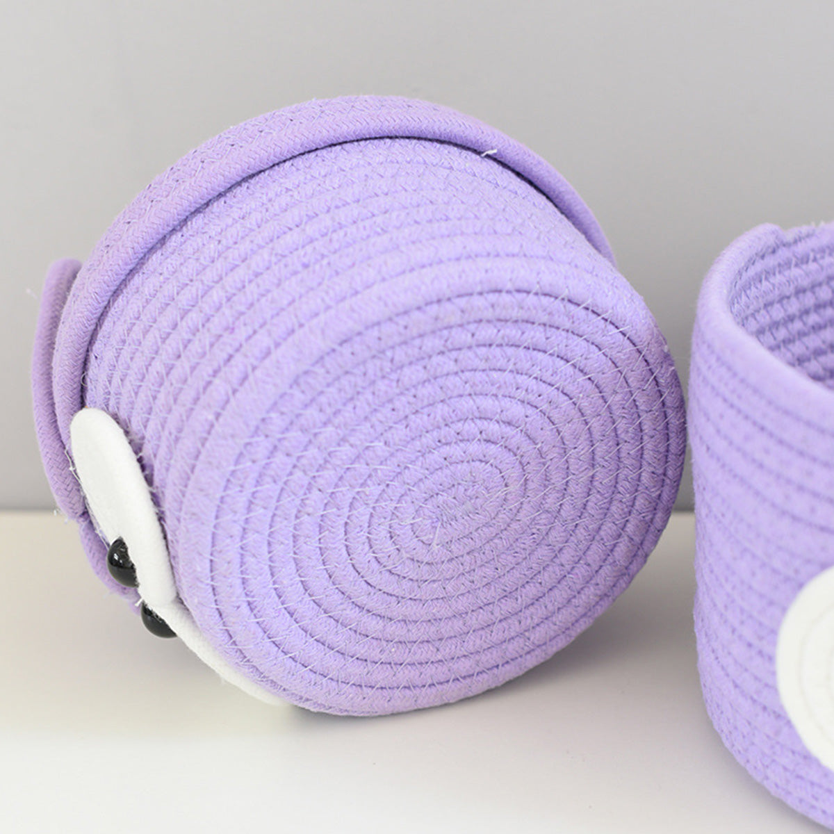 Purple Big Eye Cotton Rope Woven Storage Basket