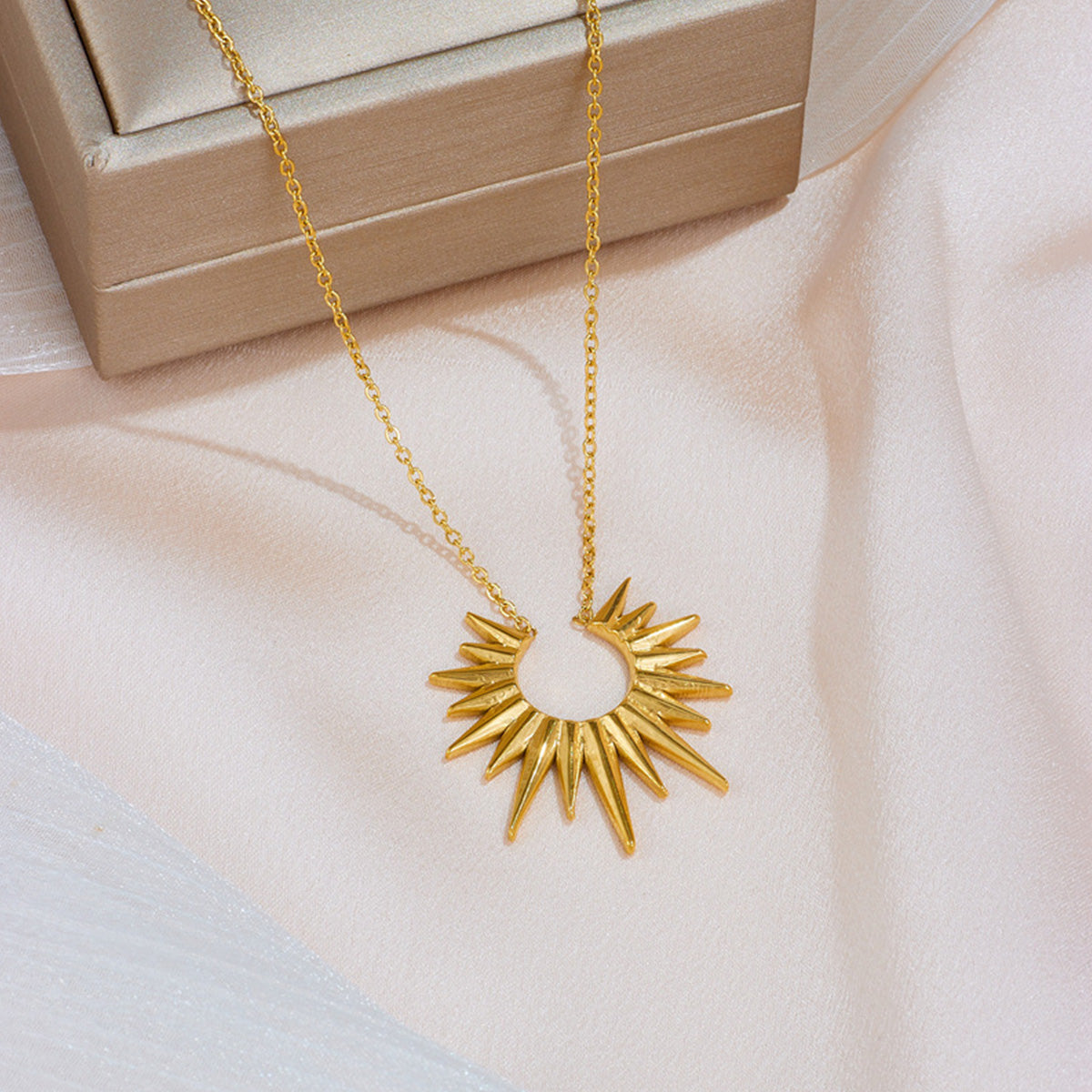 Stainless Steel Sunflower Necklace Earrings Set