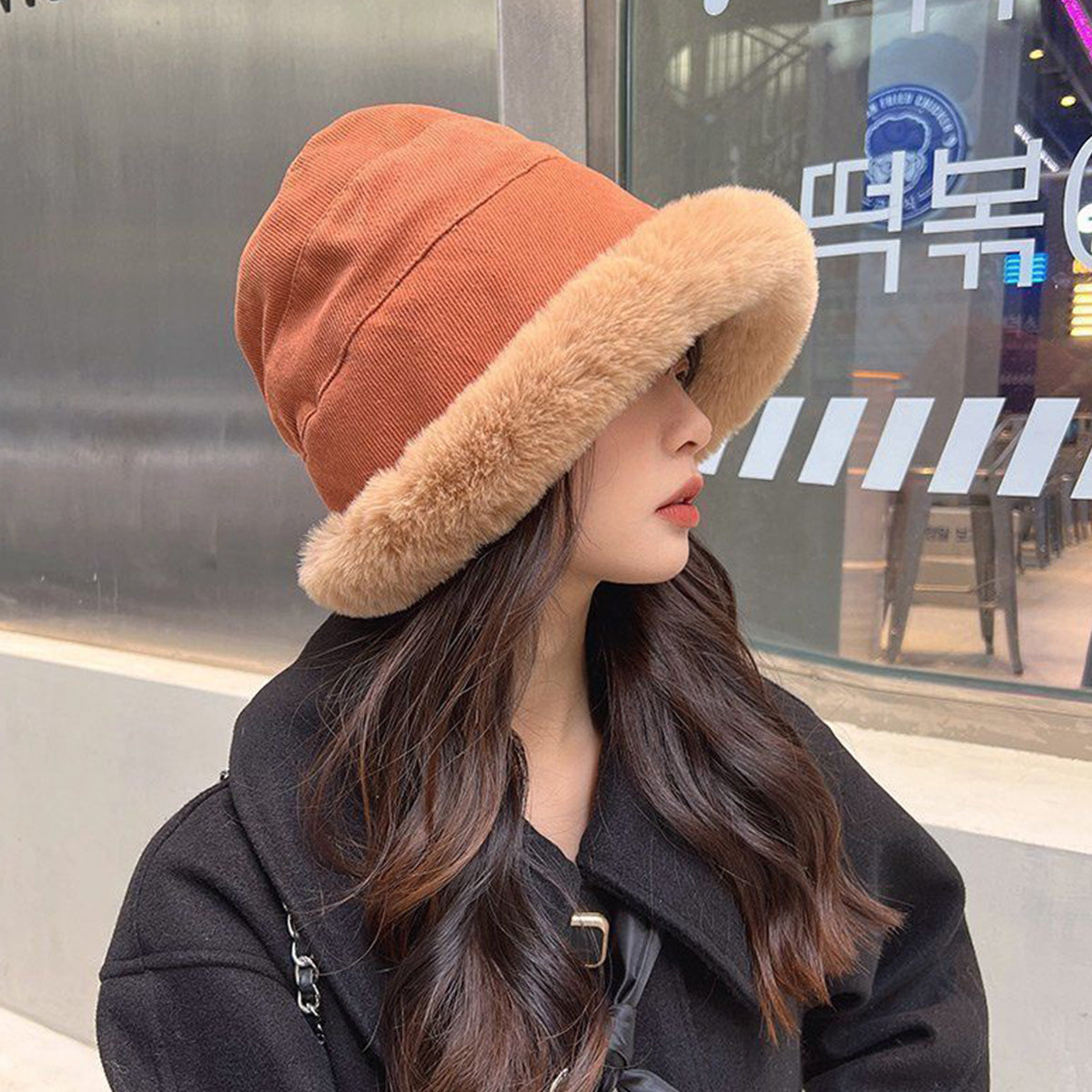Simple Plush Fisherman Hat Plus Plush Warm Hat