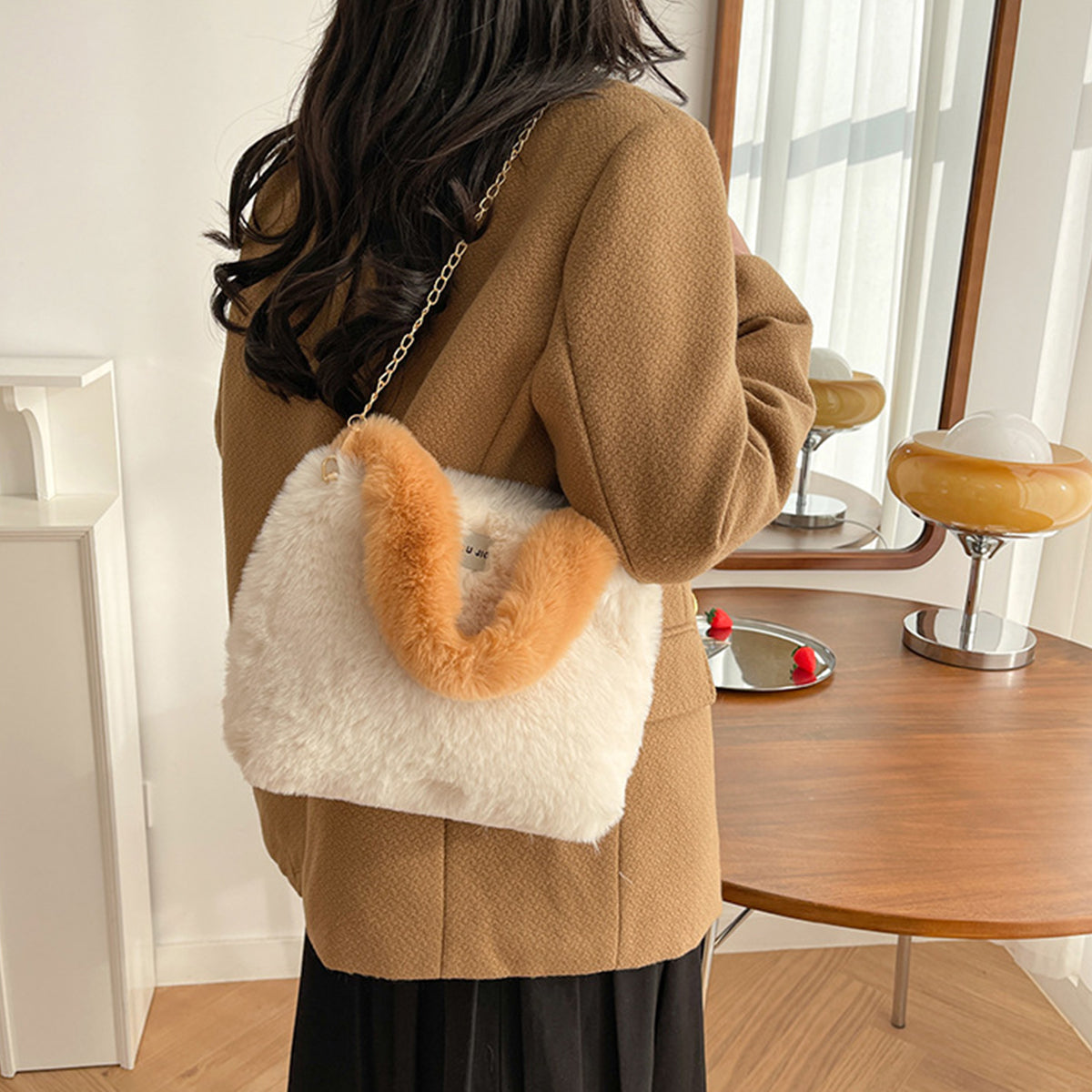 Autumn Winter Crossbody Plush Bucket Bag