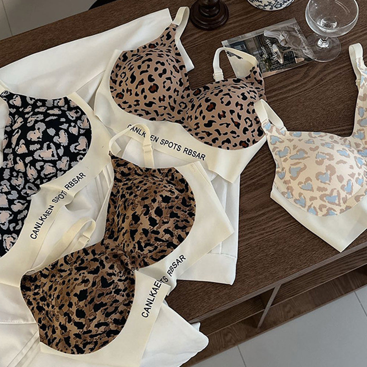 Leopard Print Sexy Push-up Vest-Style Underwear Set