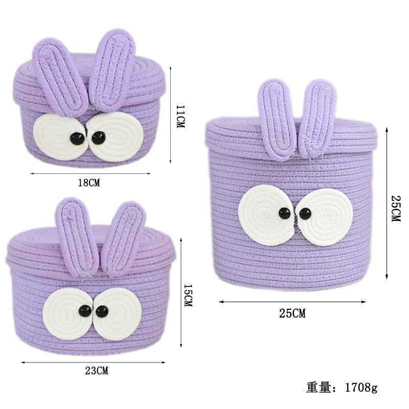 Purple Big Eye Cotton Rope Woven Storage Basket