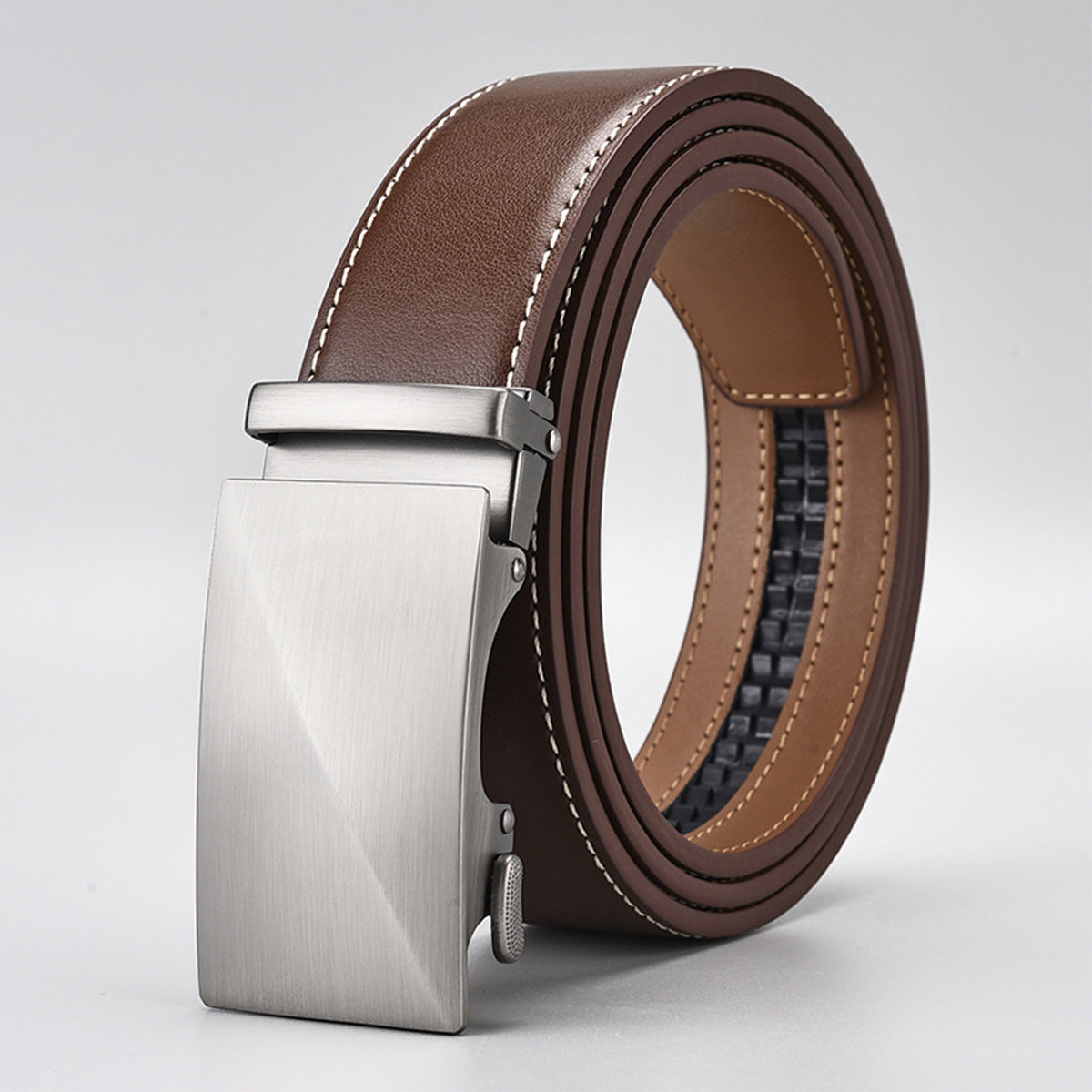 Two-Layer Cowhide Business Alloy Genuine Leather Belt