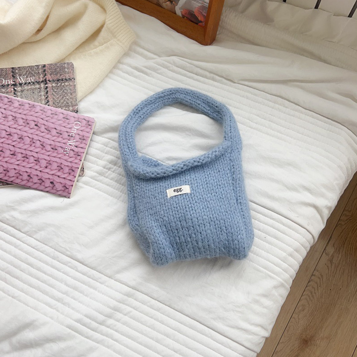 Autumn Winter Wool Knitted Solid Color Handbag