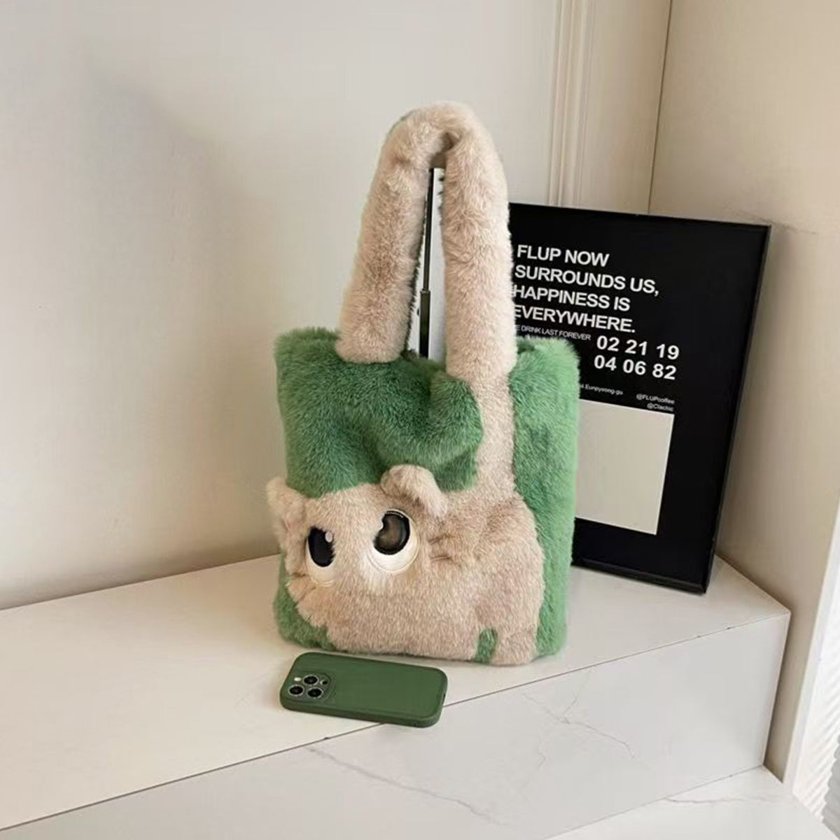 Autumn Winter Plush Bag Large Capacity Creative Cat Cartoon Bag