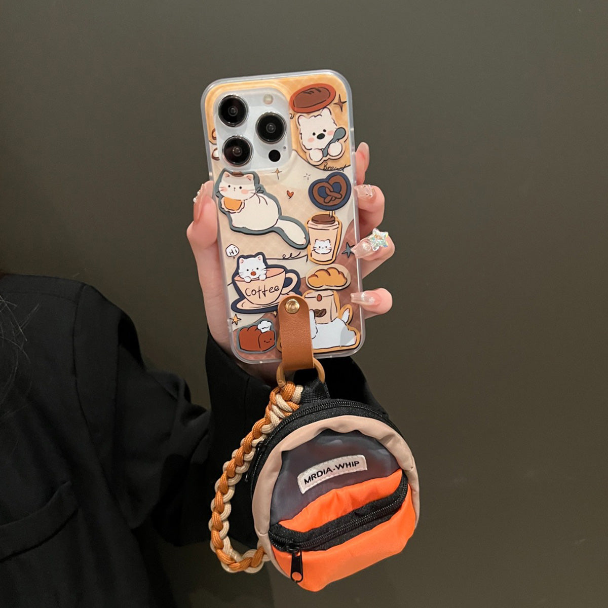 Coffee Puppy Cat Small Bag Suitable for IPhone 15 pro max