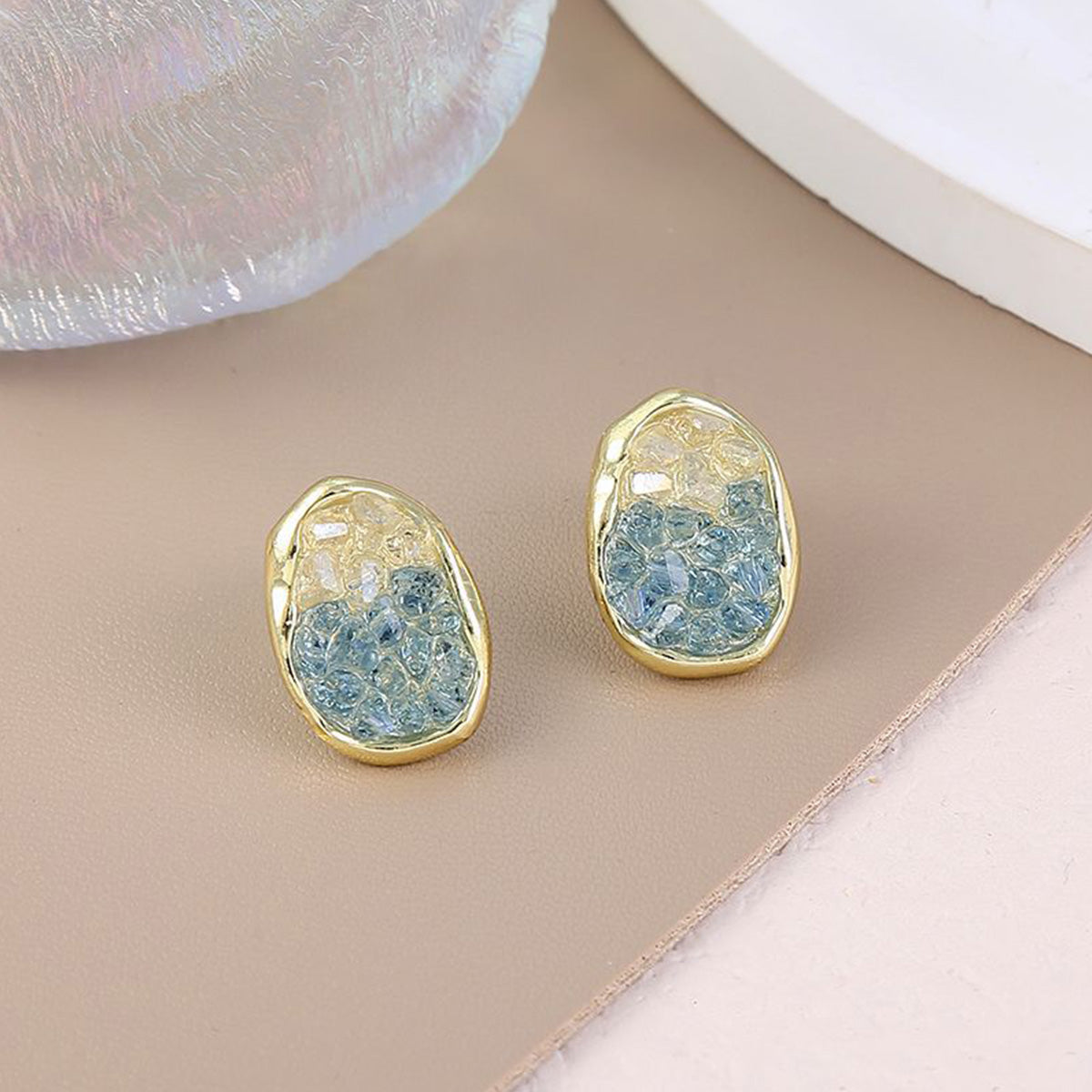 High-End Champagne Zircon Earrings