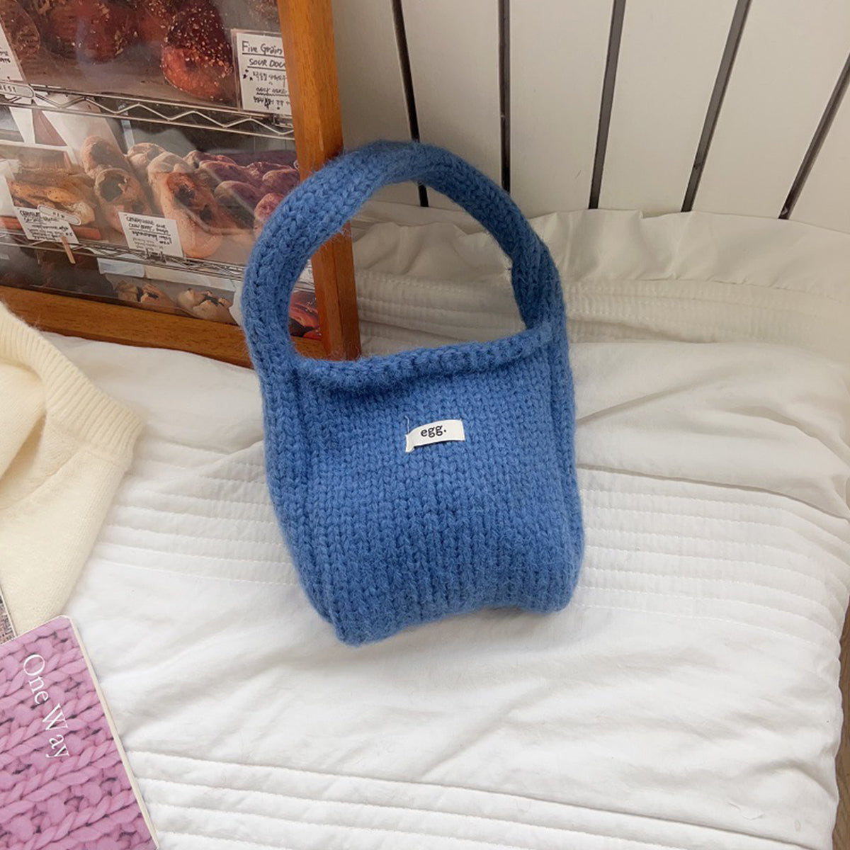 Autumn Winter Wool Knitted Solid Color Handbag