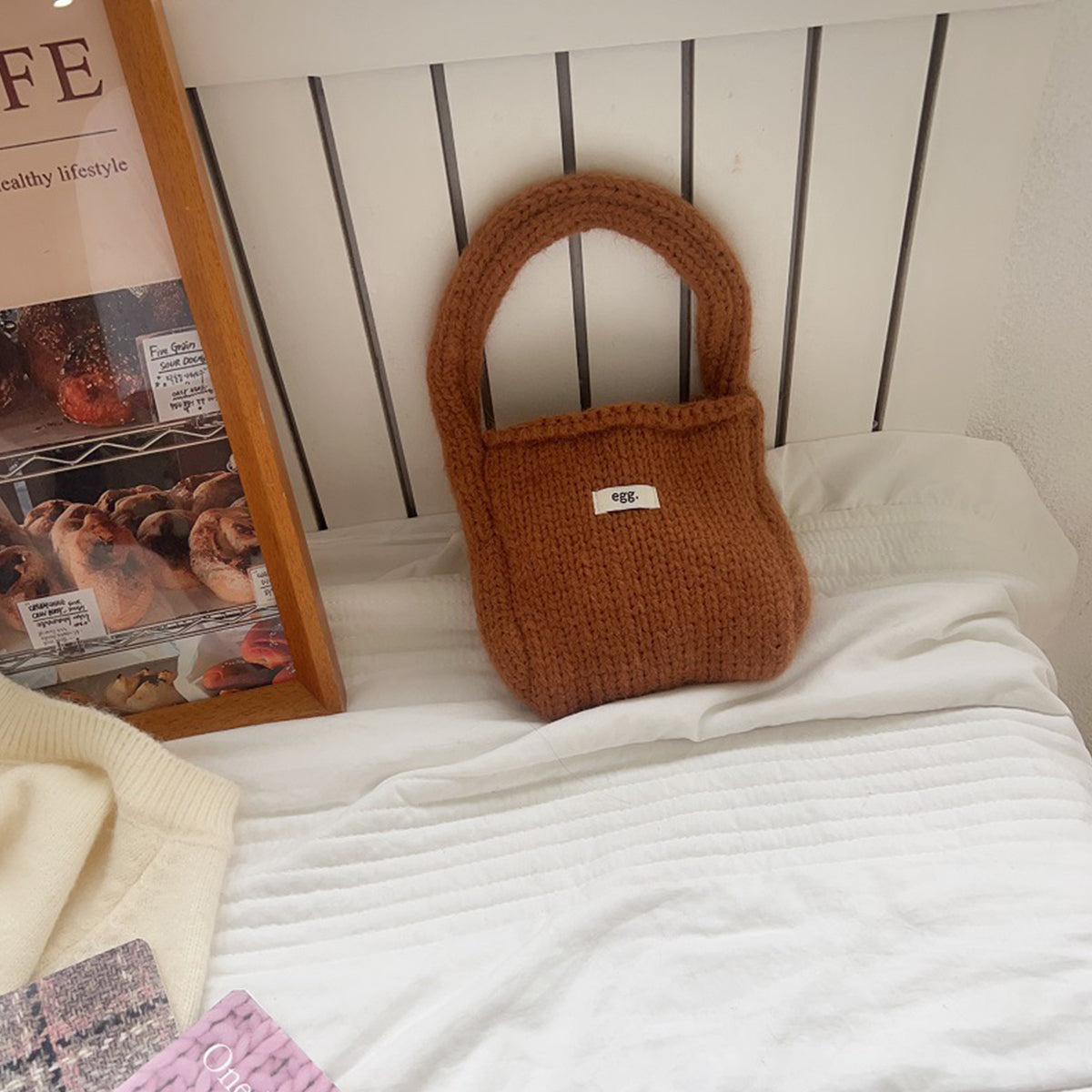 Autumn Winter Wool Knitted Solid Color Handbag