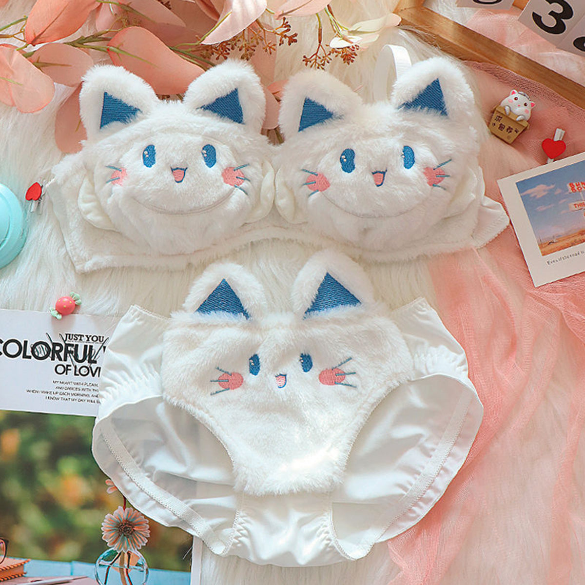 Girls Plush Underwear Rabbit Warm Set