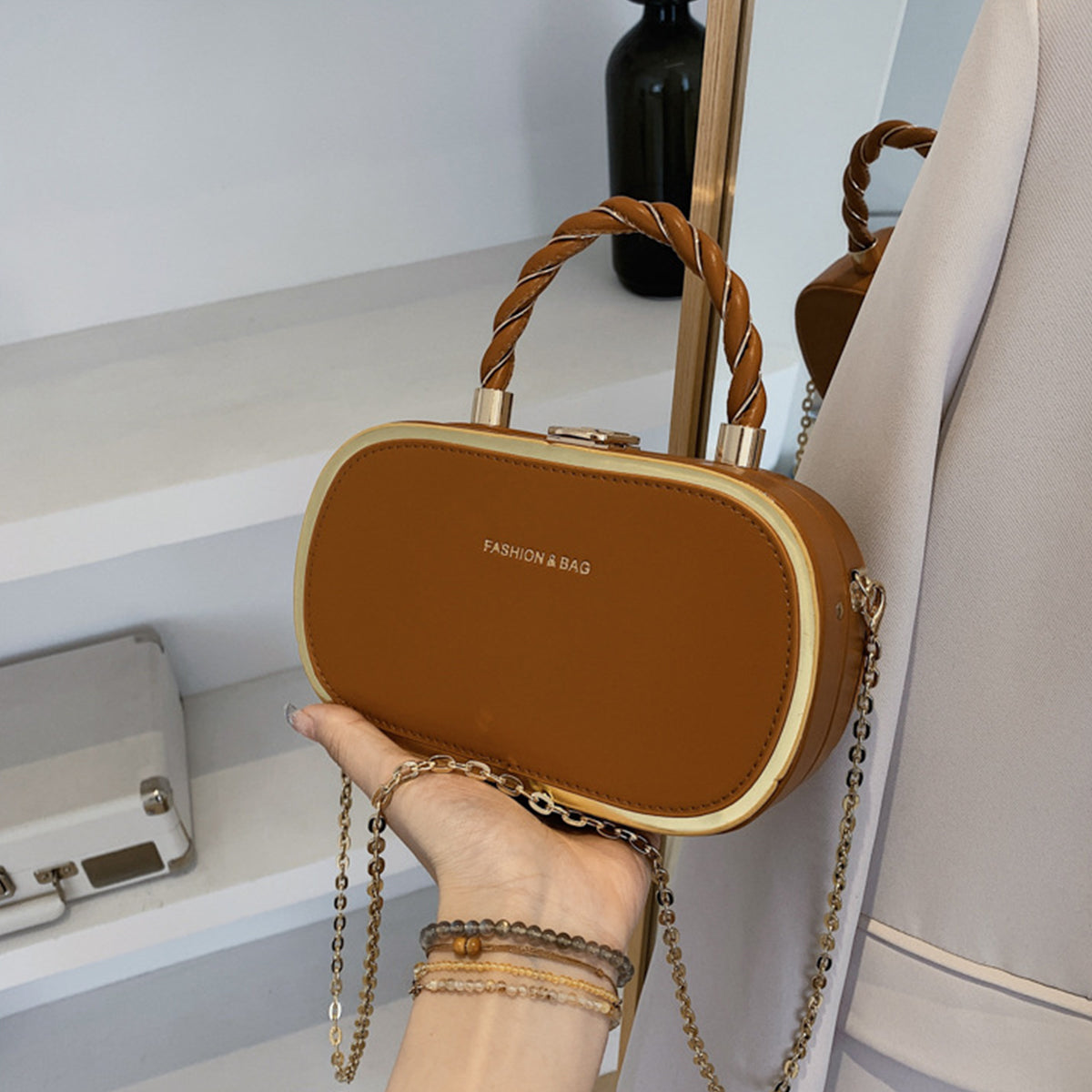 Chain Box Bag Candy Color Crossbody Commuter Bag
