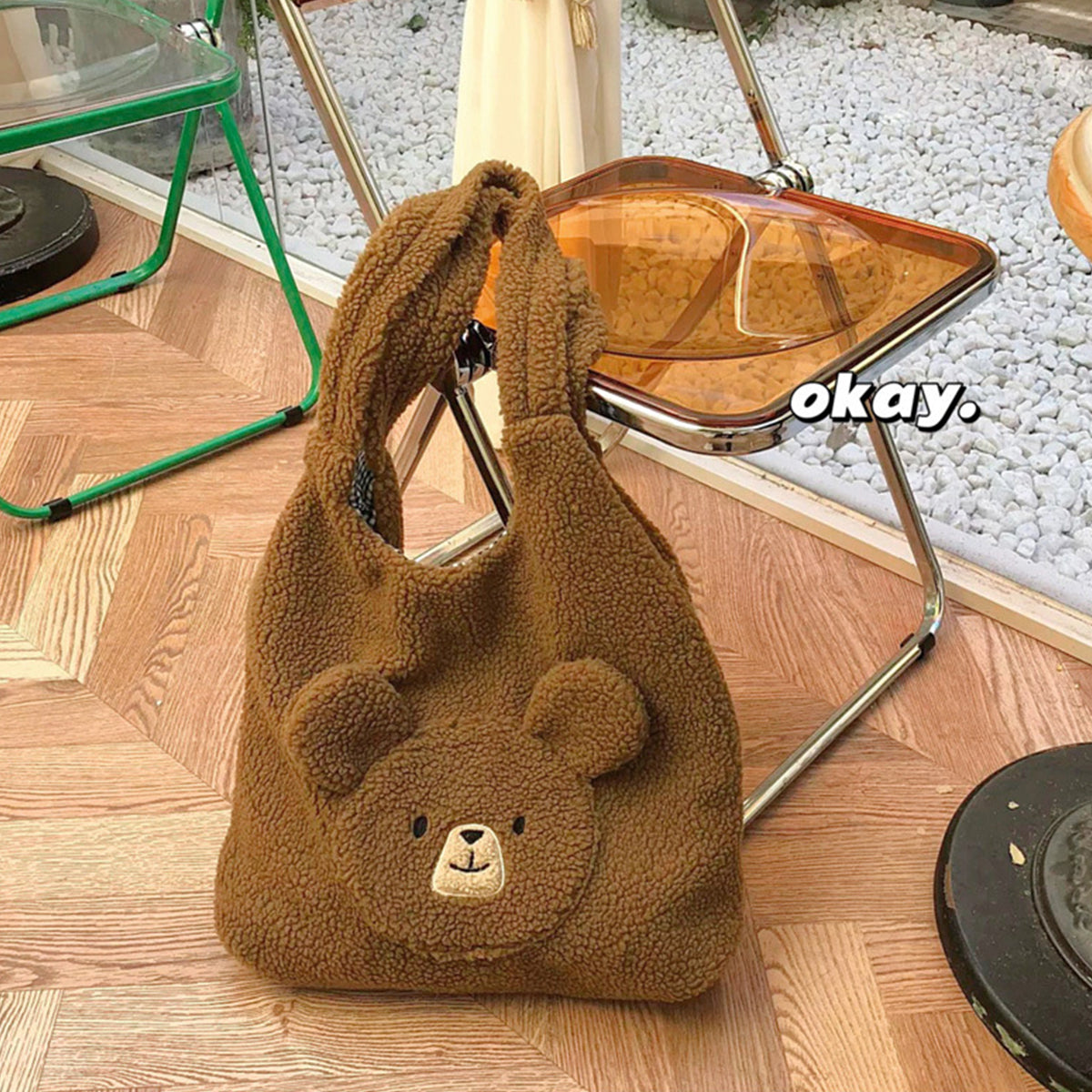 Cute Round-faced Bear Plush Shopping Bag