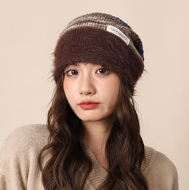 Gradient Plush Knitted Hat for Women
