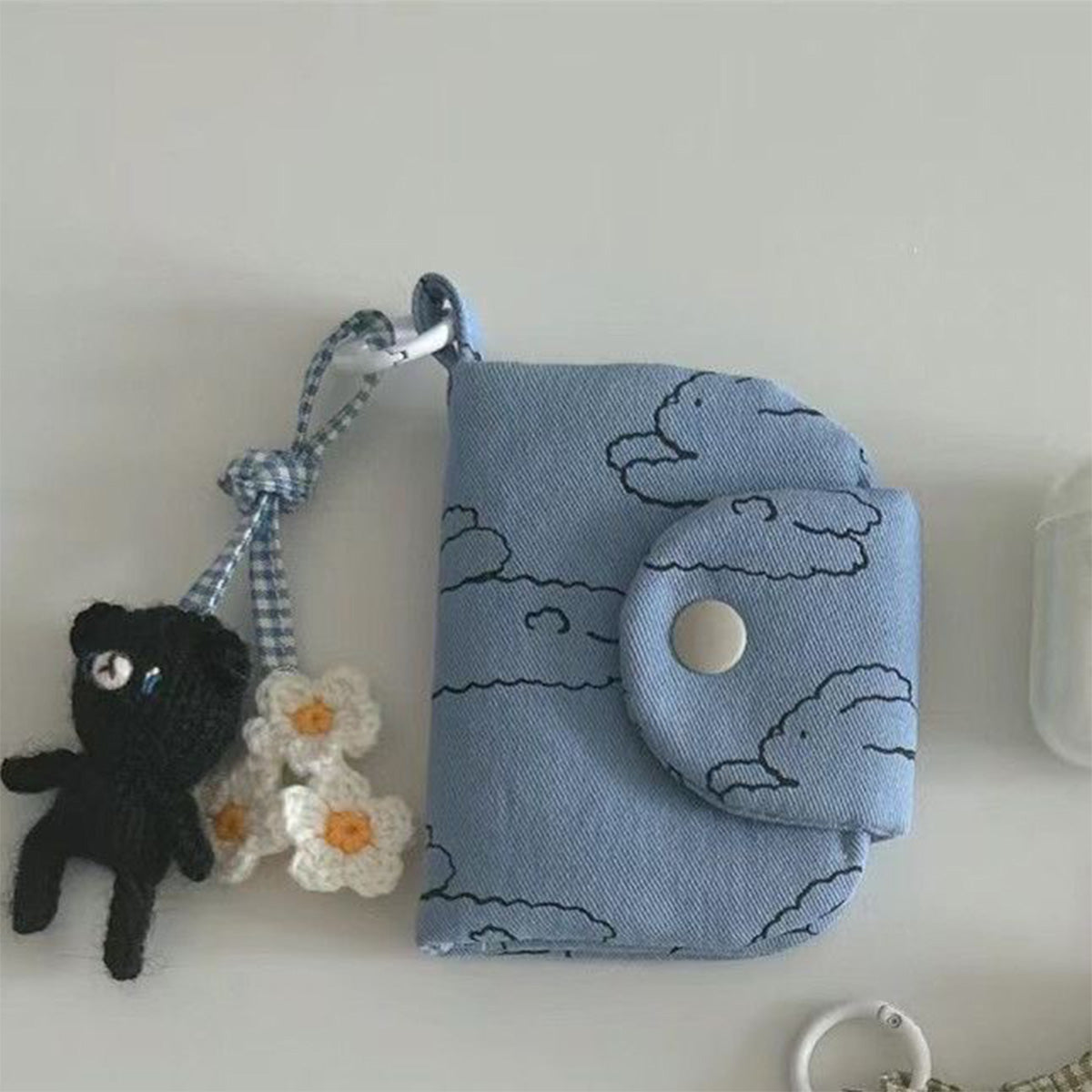 Cute Little Bunny Multi-Layer Floral Canvas Coin Purse