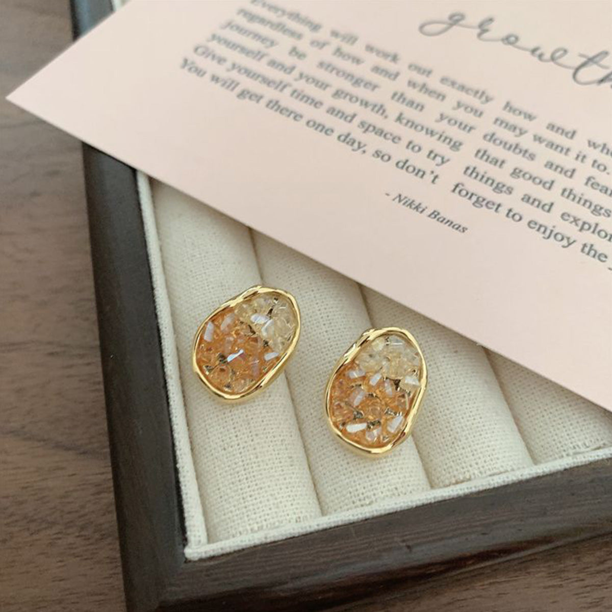 High-End Champagne Zircon Earrings