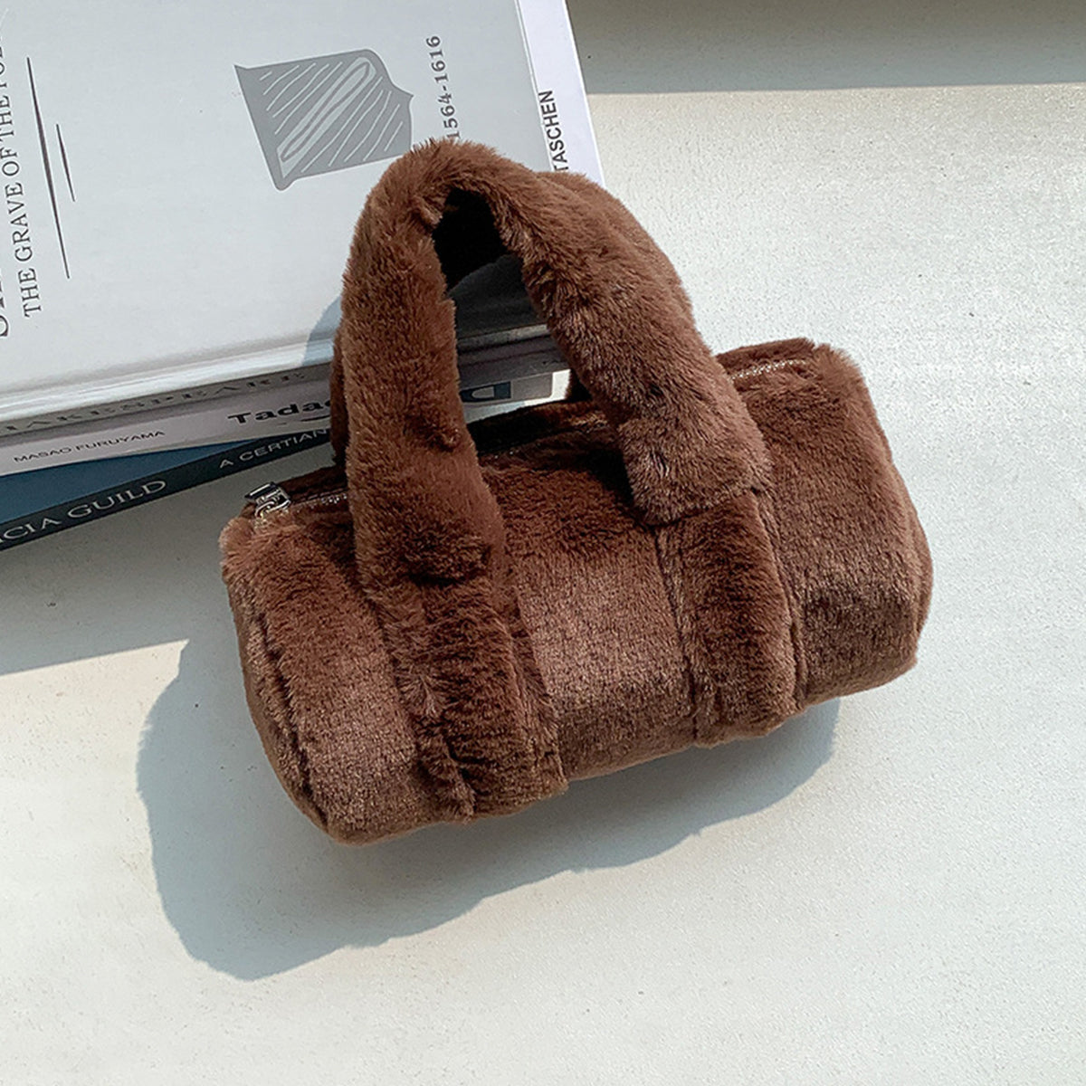 Autumn Winter Cylindrical Handbag Plush Bag