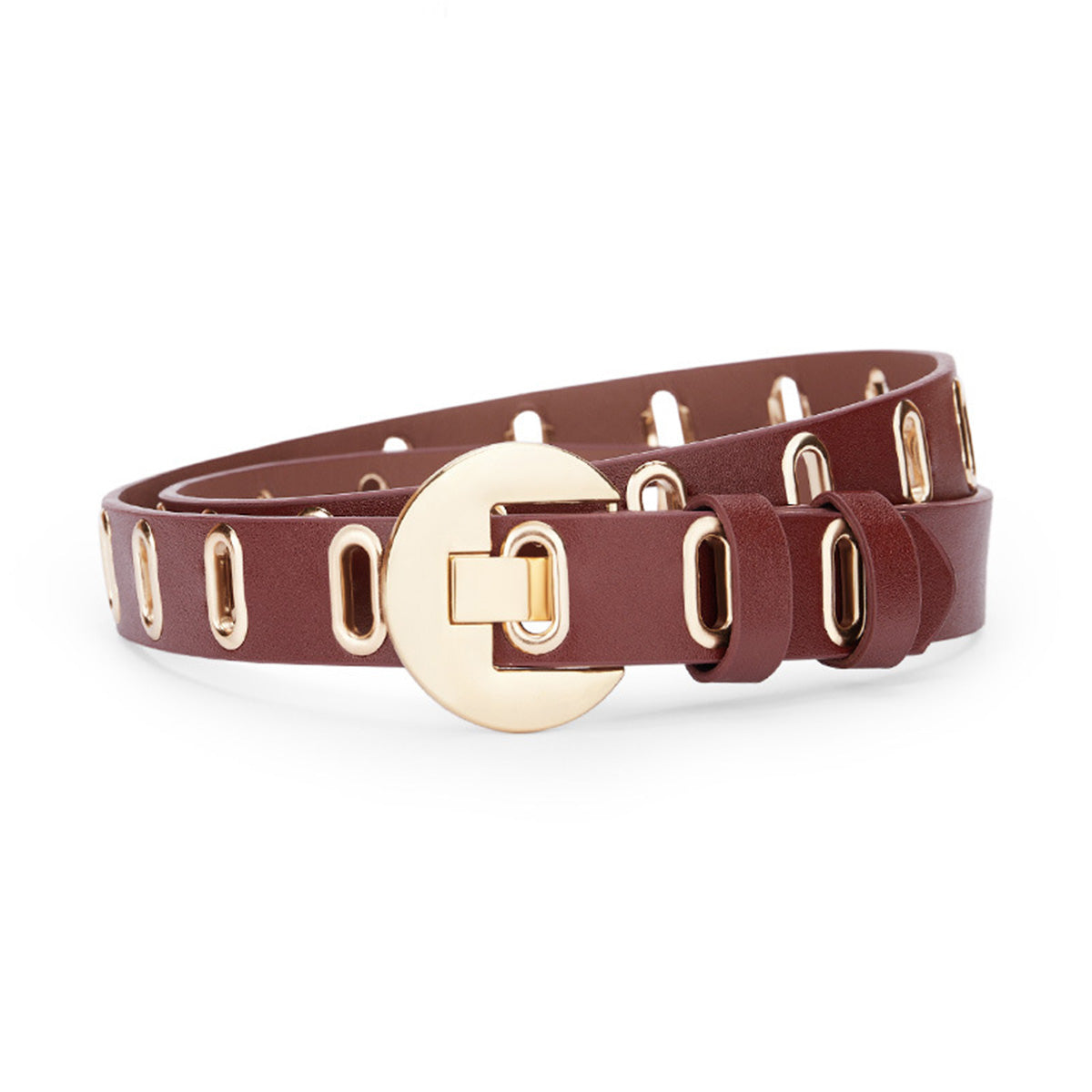 Multi-hole Round Buckle Steam Eyelet Jeans Belt