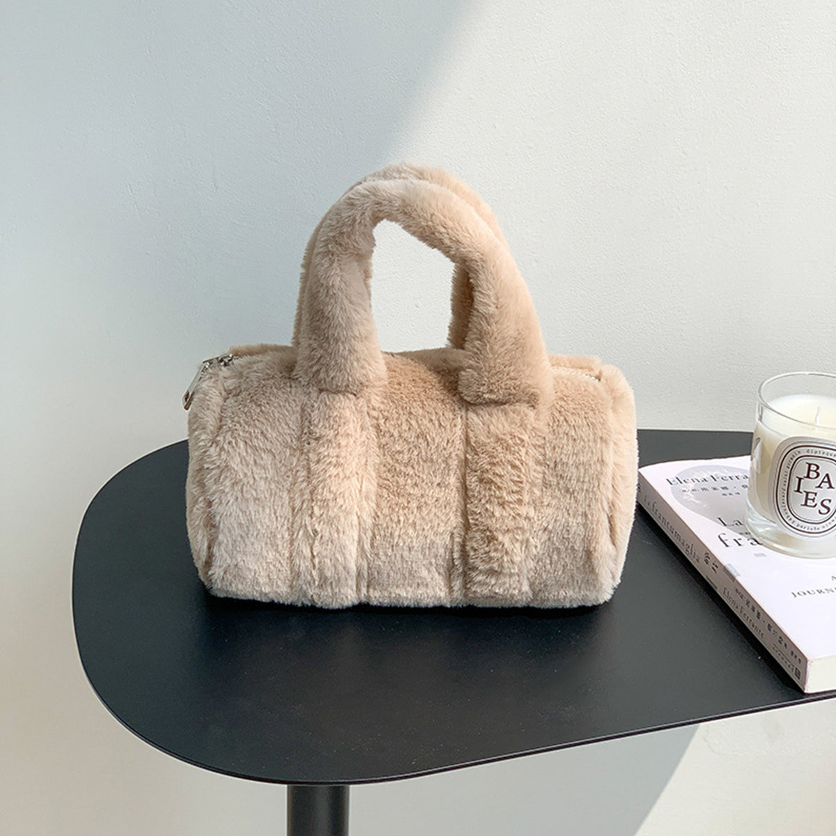 Autumn Winter Cylindrical Handbag Plush Bag