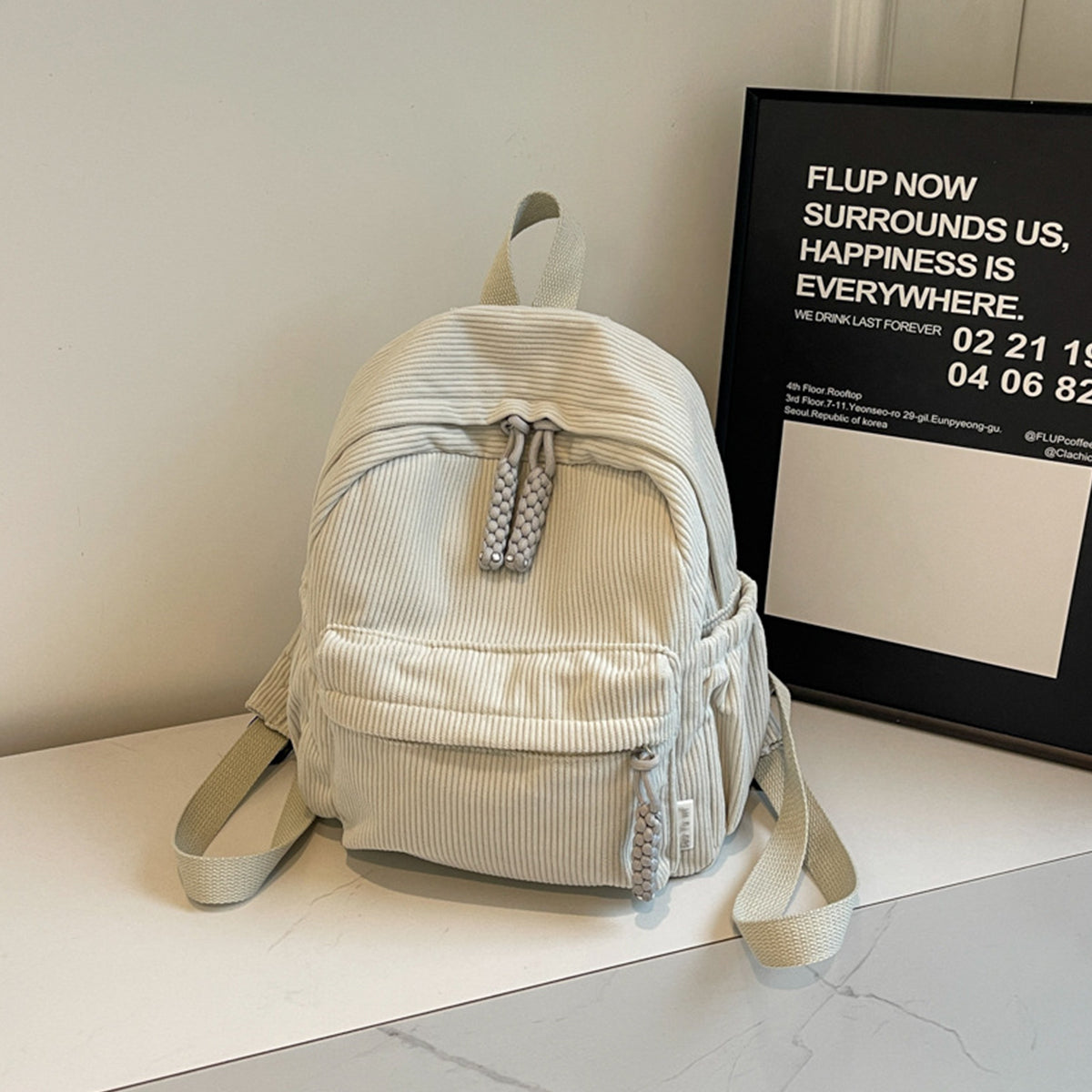 Winter Corduroy Small Backpack Women Casual Backpack