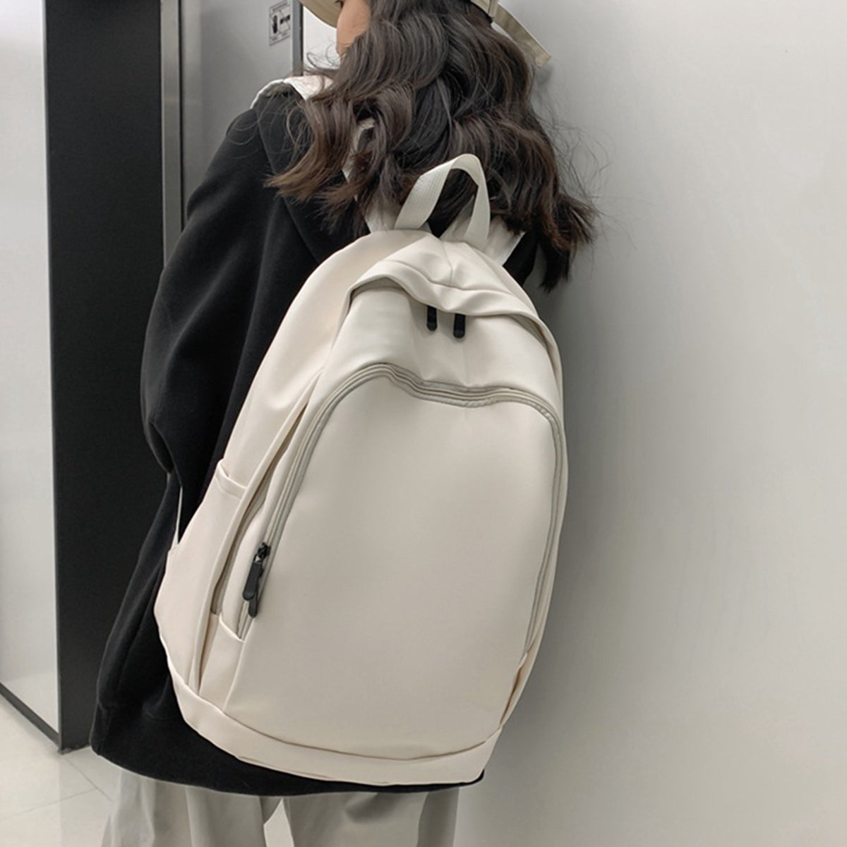 Men PU Soft Leather Large Capacity Backpack