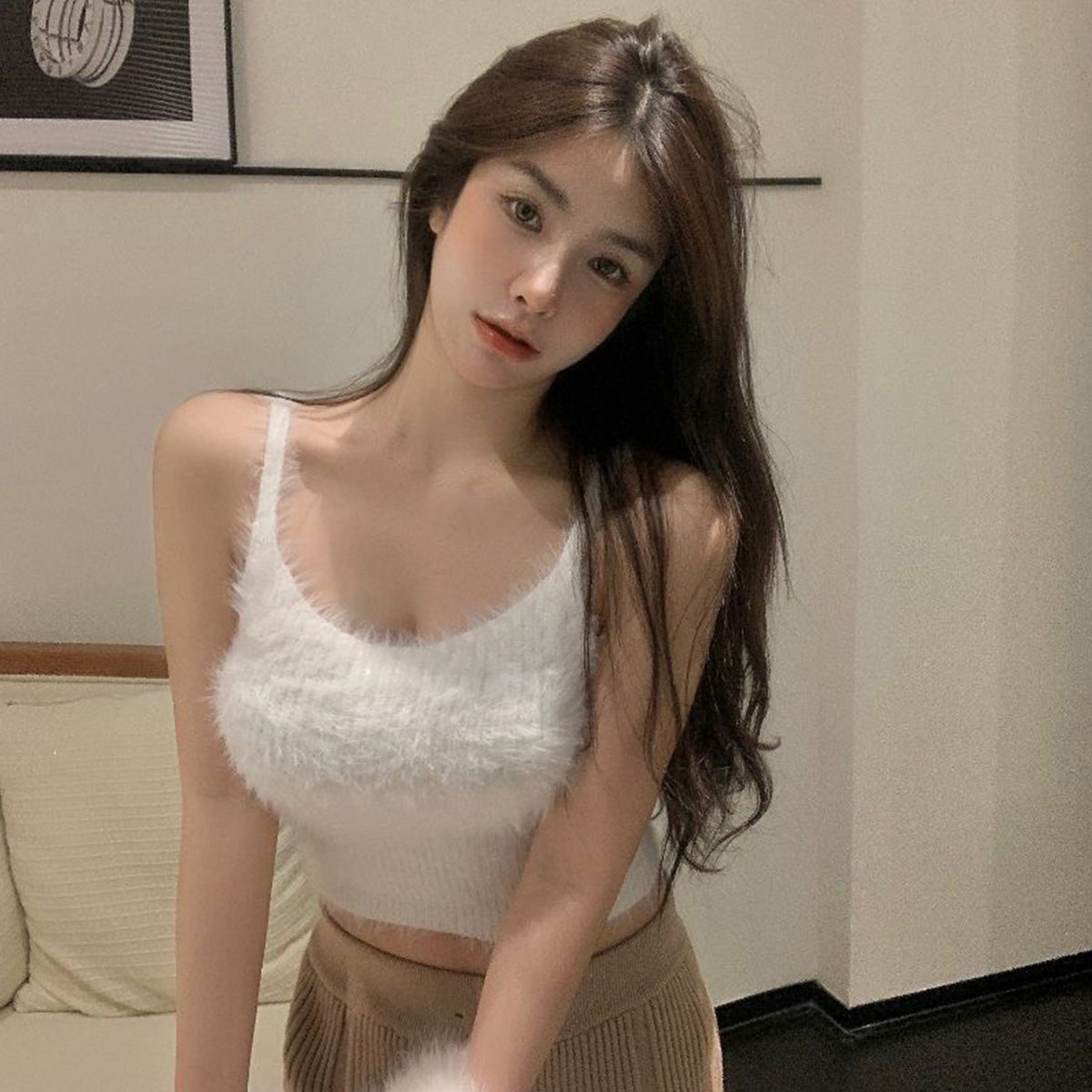 Soft Mink Fur Short Knitted Vest