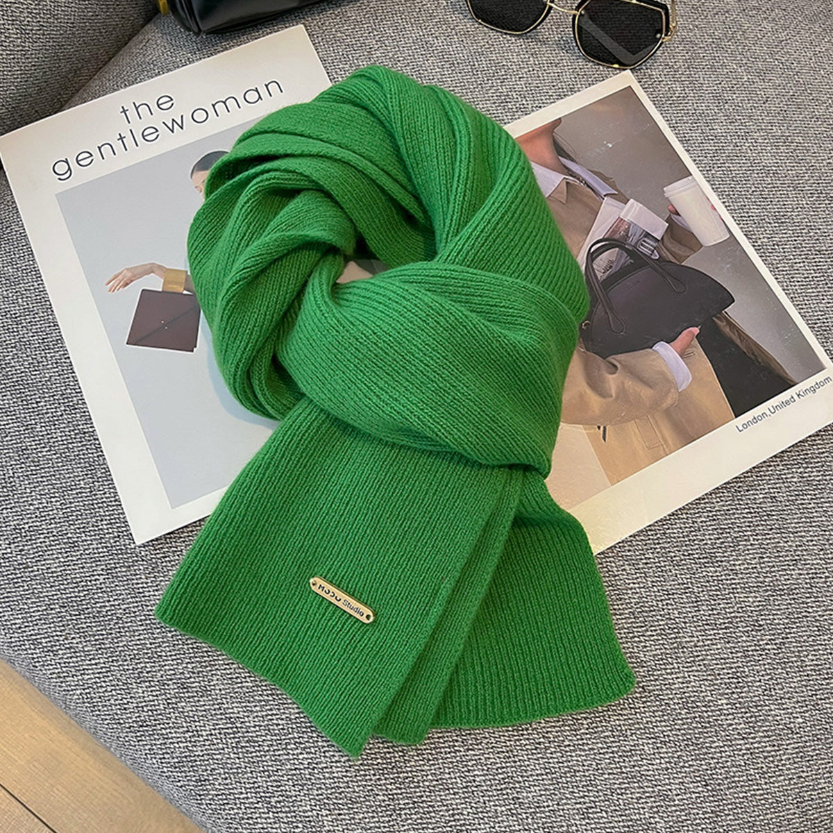 New Knitted Solid Color Small Scarf Thickened Scarf