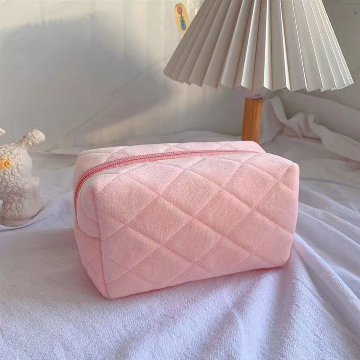 Diamond Quilted Cosmetic Bag Hand-held Storage Bag