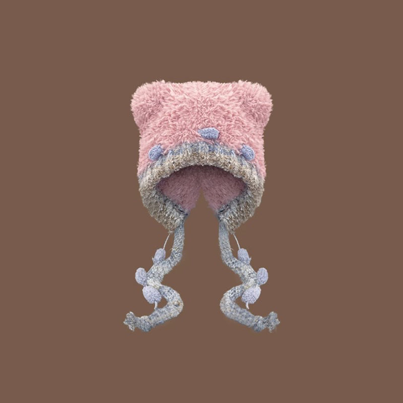 Korean Style Warm Bear Plush Hat