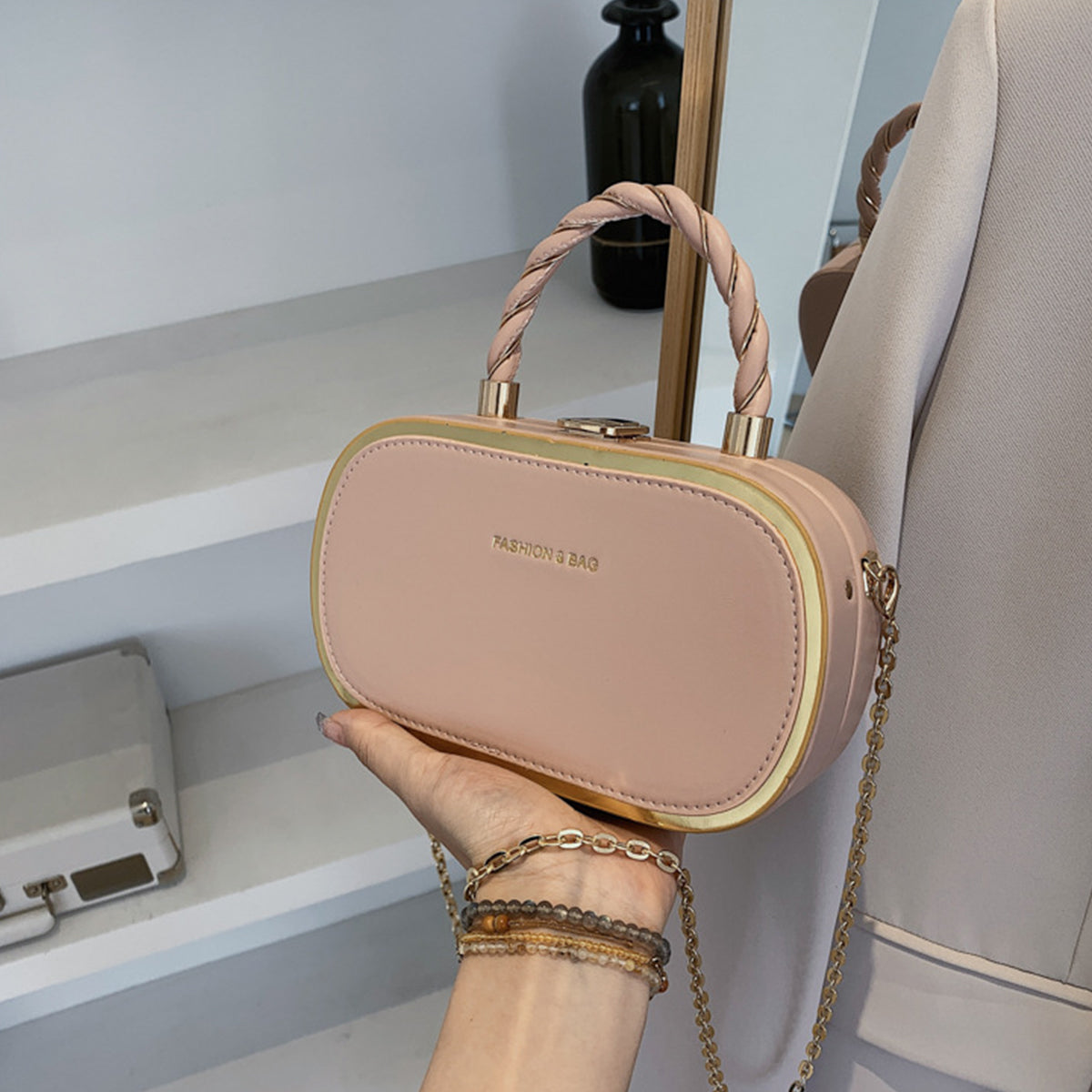 Chain Box Bag Candy Color Crossbody Commuter Bag