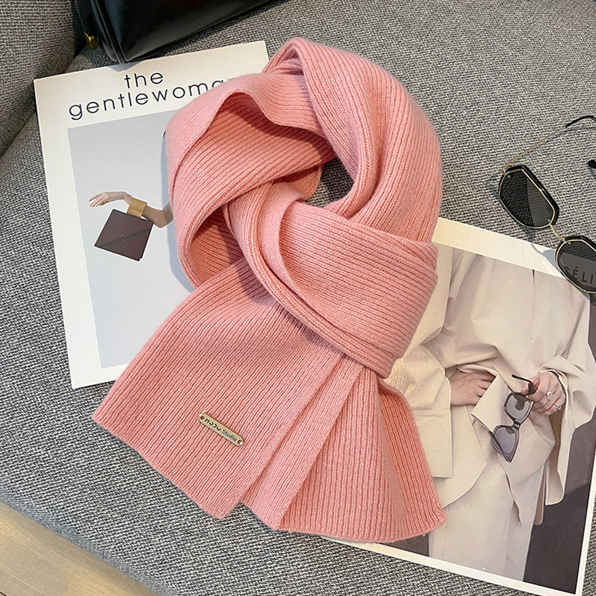 New Knitted Solid Color Small Scarf Thickened Scarf