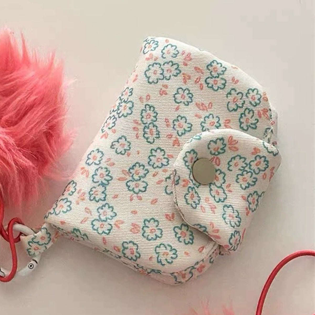 Cute Little Bunny Multi-Layer Floral Canvas Coin Purse