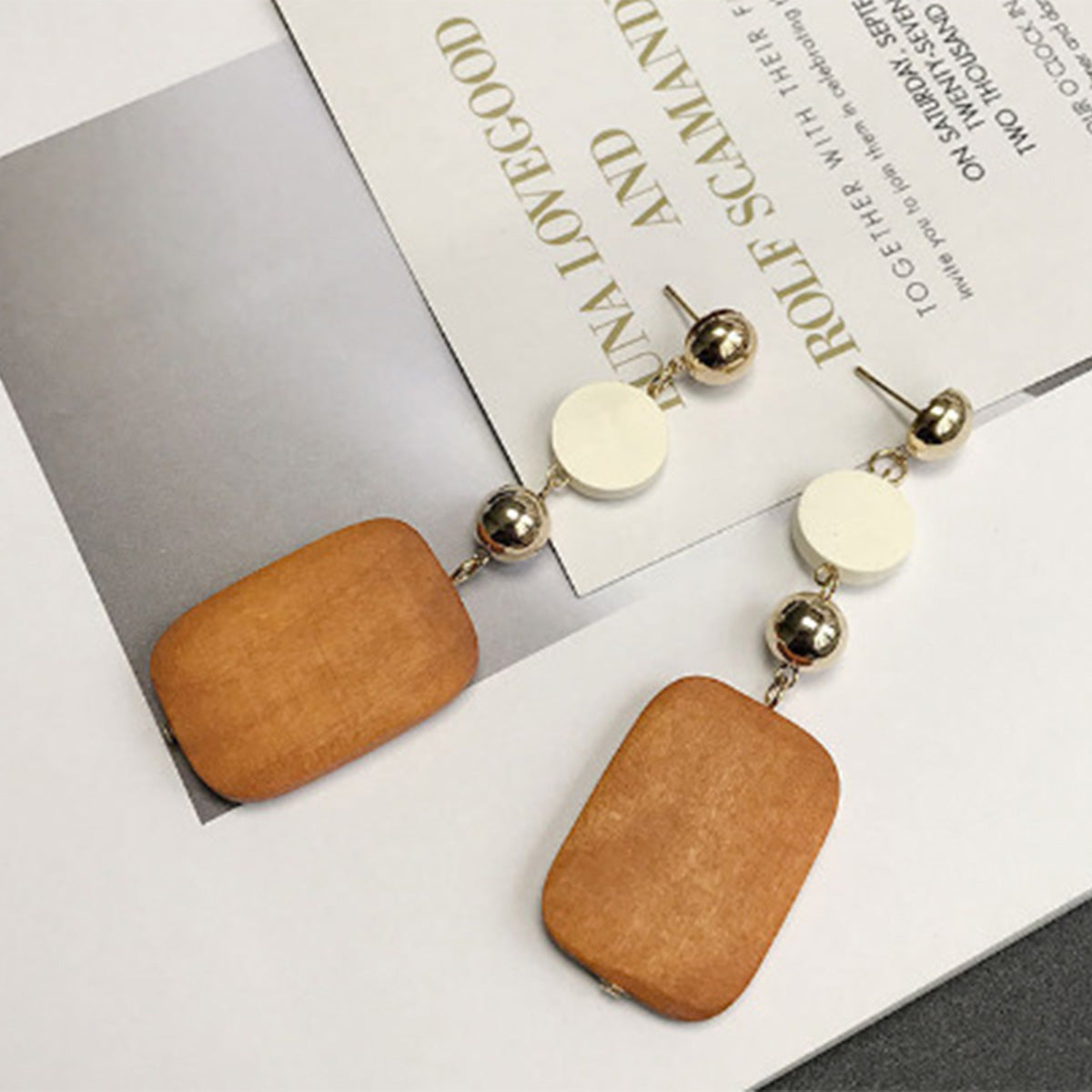 Ladies Retro Long Wooden Earrings