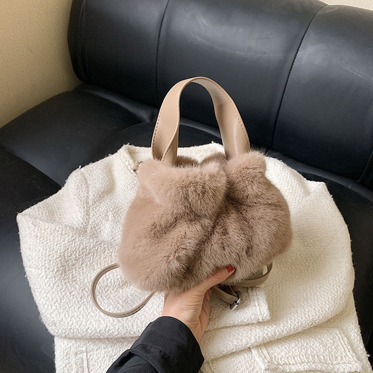 Pleated Plush Bag Handbag Crossbody Bag