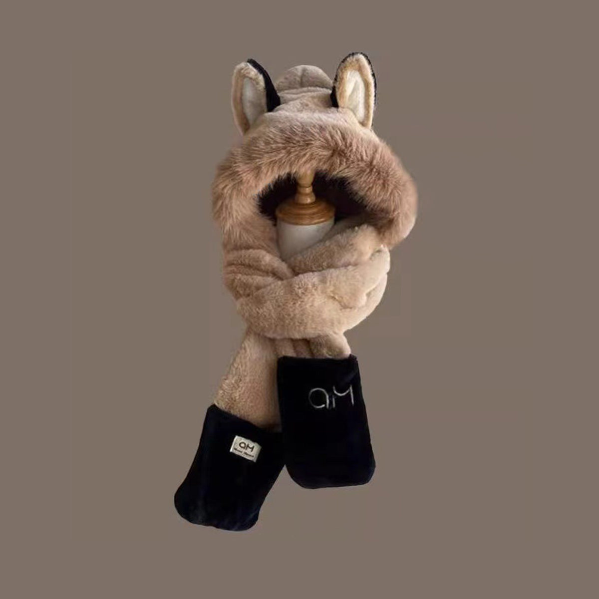 Plush Warm Scarf Three-Piece Suit for Women
