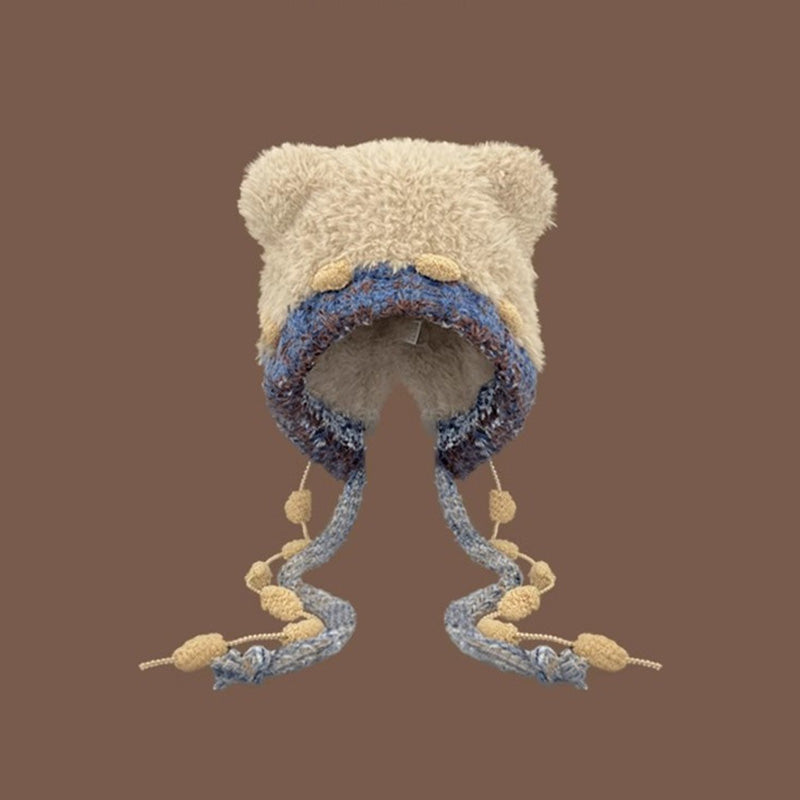 Korean Style Warm Bear Plush Hat
