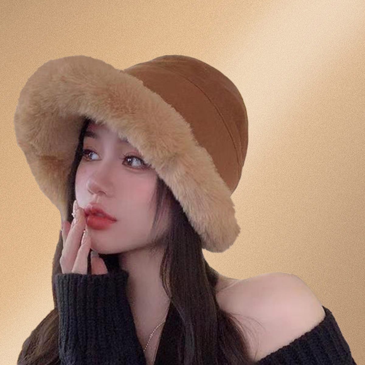 Simple Plush Fisherman Hat Plus Plush Warm Hat