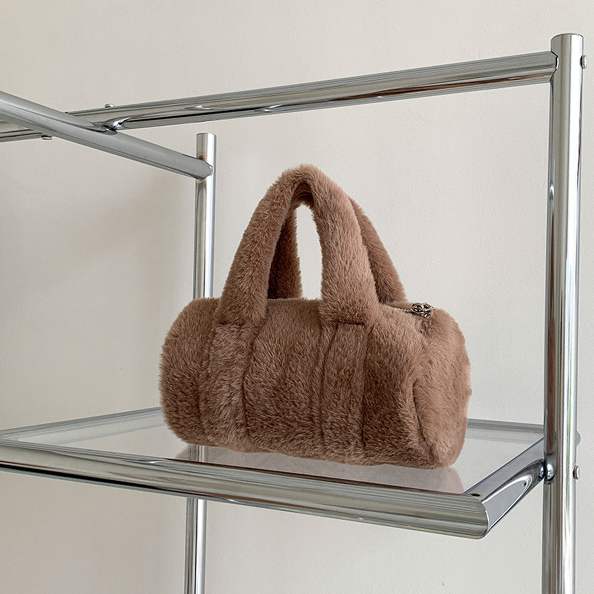 Autumn Winter Cylindrical Handbag Plush Bag