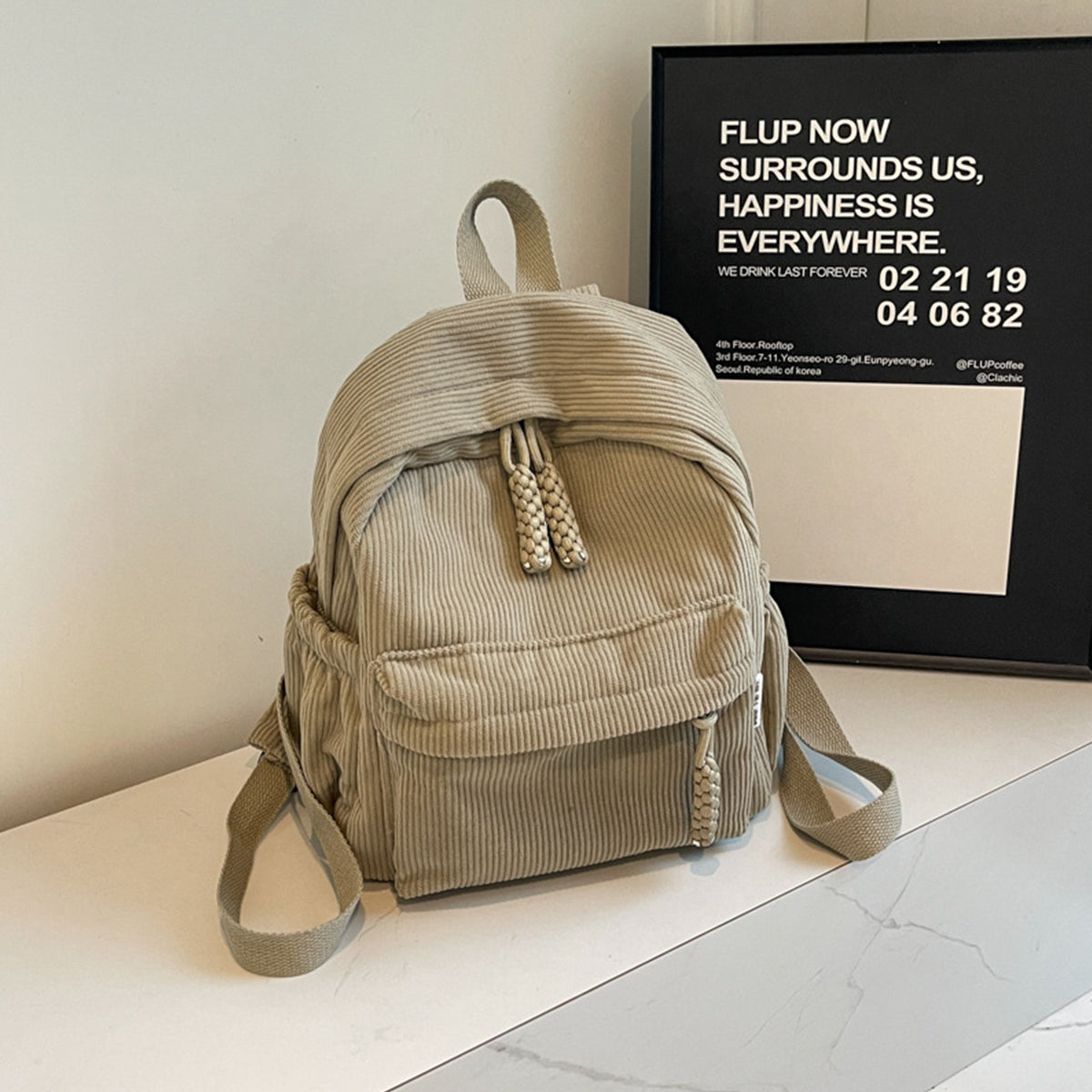 Winter Corduroy Small Backpack Women Casual Backpack