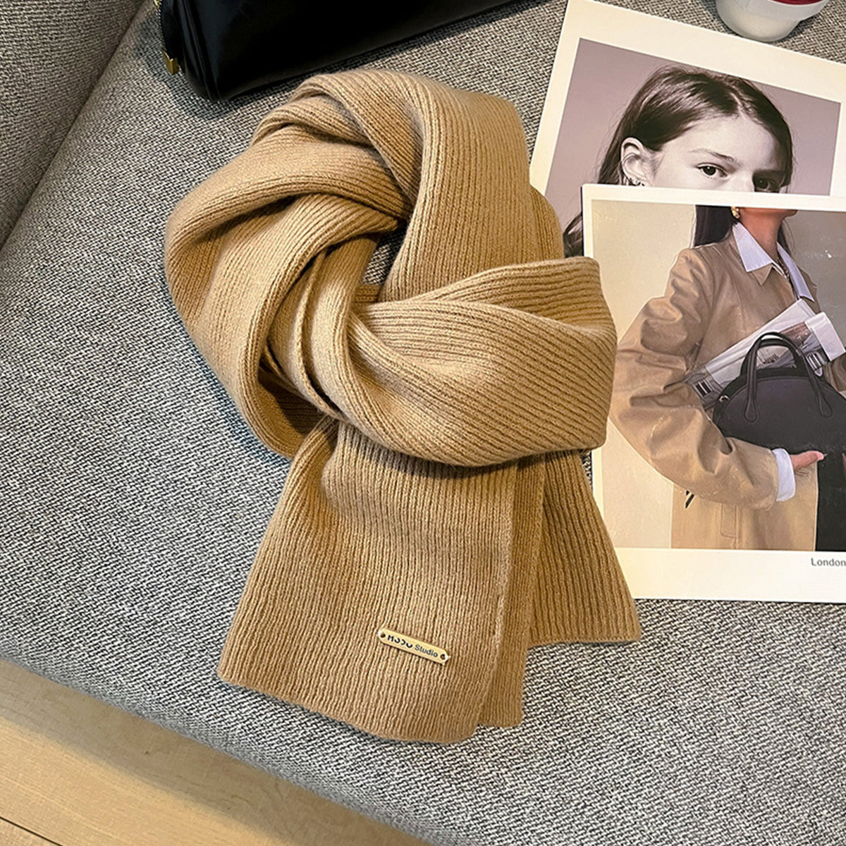 New Knitted Solid Color Small Scarf Thickened Scarf