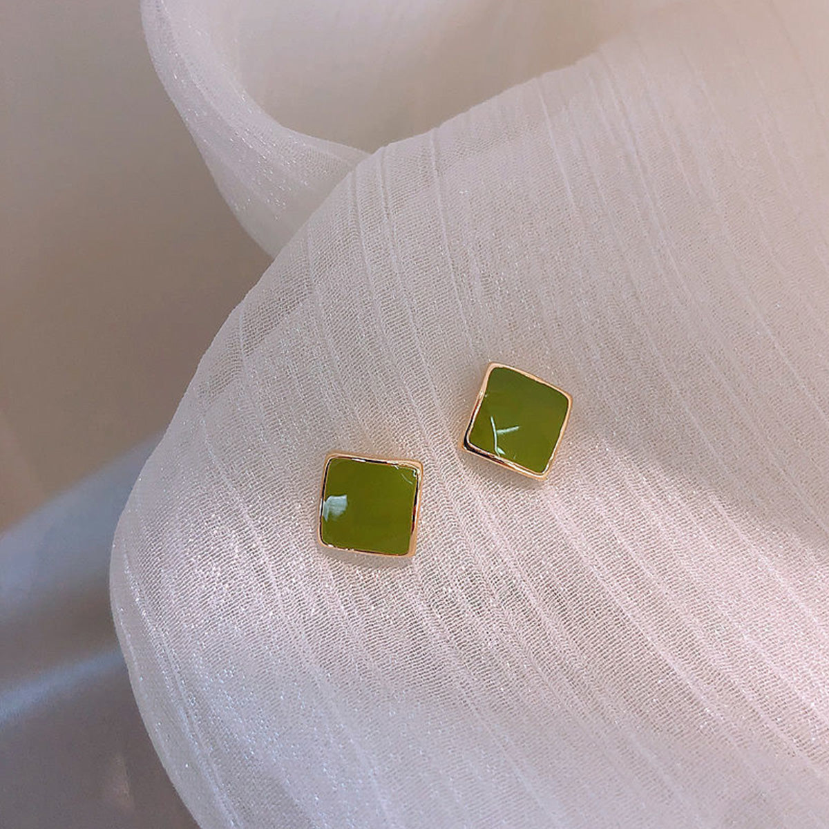 Green Geometric Trendy Earrings for Women