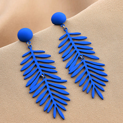 Silver Needle Korean Retro Green Leaf Earrings
