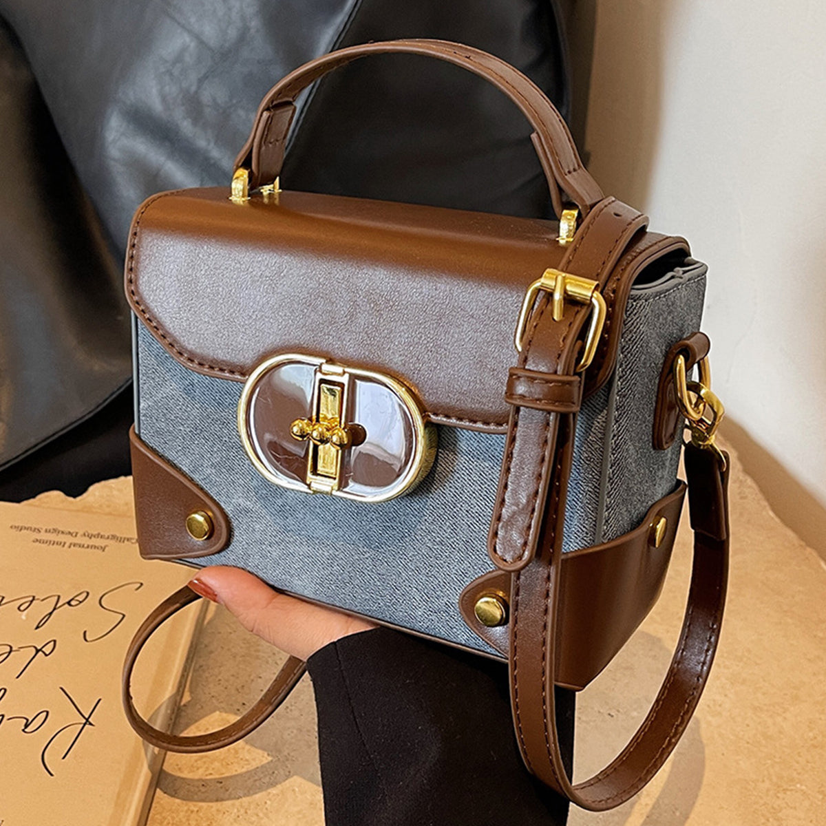 Retro Shoulder Messenger Bag Handbag Small Square Bag