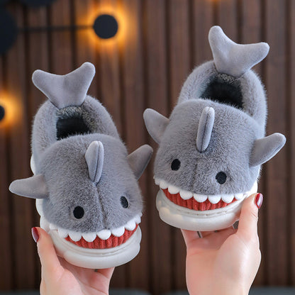 Boys Girls Cartoon Cute Shark Warm Slippers